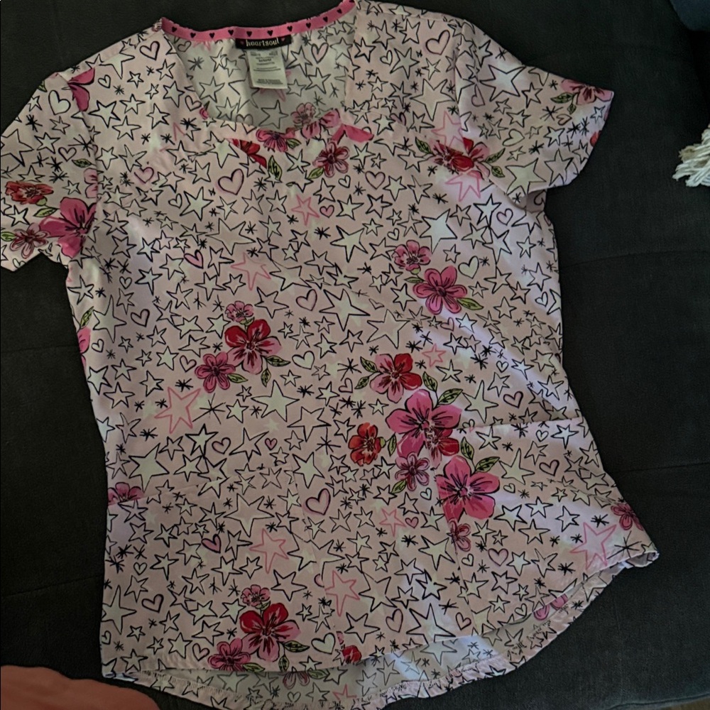 HeartSoul Pink Floral and Star Print Blouse